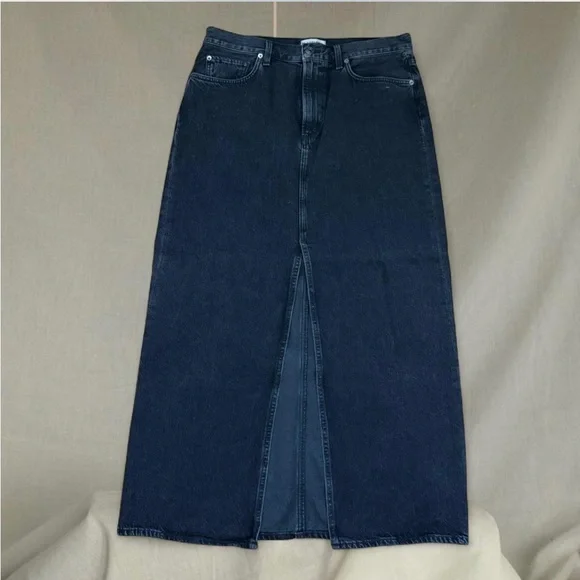 Agolde Black denim maxi skirt with split at front - Picture 2 of 5